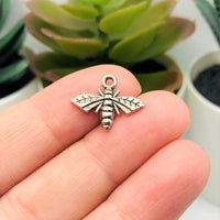 4, 20 or 50 Pieces: Small Silver Moth Bug Charms