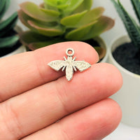 4, 20 or 50 Pieces: Small Silver Moth Bug Charms