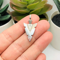 4, 20 or 50 Pieces: Silver Arrowhead Charms - Double Sided