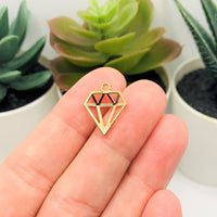 4, 20 or 50 Pieces: Gold Diamond Shape Charms