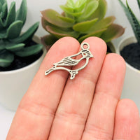 4, 20 or 50 Pieces: Silver Robin Bird Charms