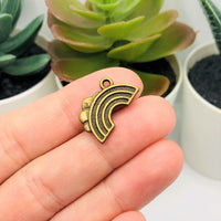 4, 20 or 50 Pieces: Bronze Rainbow with Cloud Charms - Double Sided