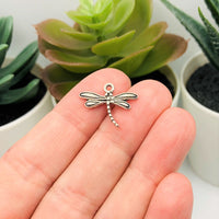 4, 20 or 50 Pieces: Silver Dragonfly Charms