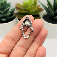 4, 20 or 50 Pieces: Silver Shark Moveable Jaw Charms