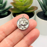 Silver Aries Zodiac/Astrology Coin Charms, 17x20mm