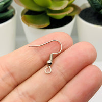 100 or 500 Pieces: Rhodium /Antique Silver Fish Hook Earring Wires with Spring and Ball