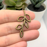4, 20 or 50 Pieces: Bronze Tree Branch Charm, Leaf Connector