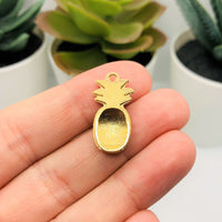 4, 20 or 50 Pieces: Yellow and Green Enamel Pineapple Charms with Gold Plating