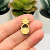 4, 20 or 50 Pieces: Yellow and Green Enamel Pineapple Charms with Gold Plating