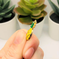 4, 20 or 50 Pieces: Yellow and Green Enamel Pineapple Charms with Gold Plating