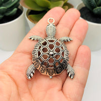4, 20 or 50 Pieces: Large Silver Turtle Pendants