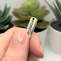 4, 20 or 50 Pieces: Silver Forever Word Bar Tag Charms