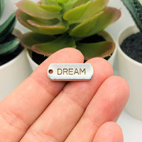 4, 20 or 50 Pieces: Silver Dream Word Bar Tag Charms