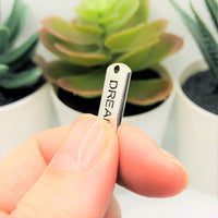 4, 20 or 50 Pieces: Silver Dream Word Bar Tag Charms