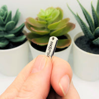 4, 20 or 50 Pieces: Silver Inspire Word Bar Tag Charms