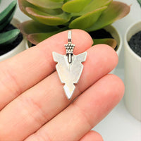 4, 20 or 50 Pieces: Silver Arrowhead Charms - Double Sided