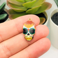 4, 20 or 50 Pieces: Enamel Sugar Skull Day of the Dead Dia De Los Muertos Skeleton Charms