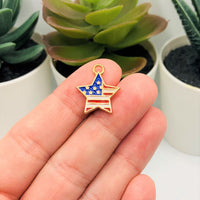 4, 20 or 50 Pieces: American Flag Star Charms
