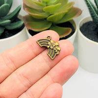 4, 20 or 50 Pieces: Bronze Rainbow with Cloud Charms - Double Sided