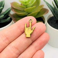 4, 20 or 50 Pieces: Bronze ASL I Love You Sign Language 3D Charms