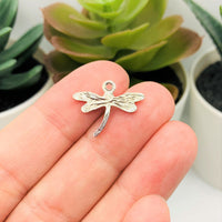 4, 20 or 50 Pieces: Silver Dragonfly Charms