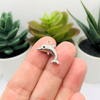 4, 20 or 50 Pieces: Silver Dolphin 3D Charms
