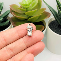 4, 20 or 50 Pieces: Silver Coffee Cup 3D Charms