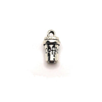 4, 20 or 50 Pieces: Silver Coffee Cup 3D Charms