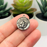 Silver Sagittarius Zodiac/Astrology Coin Charms, 17x20mm
