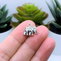 Antique Silver Tibetan Elephant Charms, 12x14mm