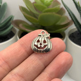 Silver Jack O Lantern Pumpkin Halloween Charms, 18x16mm