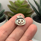 Silver Jack O Lantern Pumpkin Halloween Charms, 18x16mm