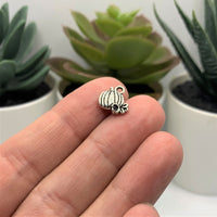 4, 20 or 50 Pieces: Small Silver Pumpkin Charms - Double Sided