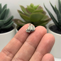 4, 20 or 50 Pieces: Small Silver Pumpkin Charms - Double Sided
