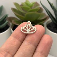 Silver Plated Lotus Flower Charms, 14x16mm