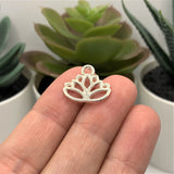 Silver Plated Lotus Flower Charms, 14x16mm