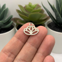 Silver Plated Lotus Flower Charms, 14x16mm