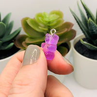 4, 20 or 50 Pieces: Purple Gummy Bear Resin 3D Charms with eye screw
