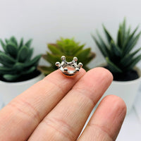 4, 20 or 50 Pieces: Silver 3D Crown Charms, Bead Caps
