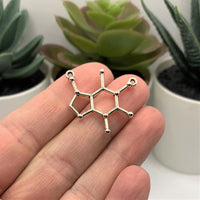 4, 20 or 50 Pieces: Silver Caffeine Molecule Connector Charms