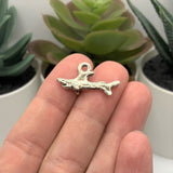 4, 20 or 50 Pieces: Silver Shark 3D Charms