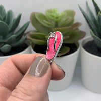 4, 20 or 50 Pieces: Pink Enamel Flip Flop Sandal 3D Charms with Rhinestone