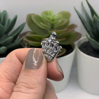 4, 20 or 50 Pieces: Silver and Diamond Rhinestone Crown Charms