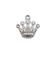 4, 20 or 50 Pieces: Silver and Diamond Rhinestone Crown Charms