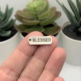 4, 20 or 50 Pieces: Silver Blessed Word Bar Tag Charms