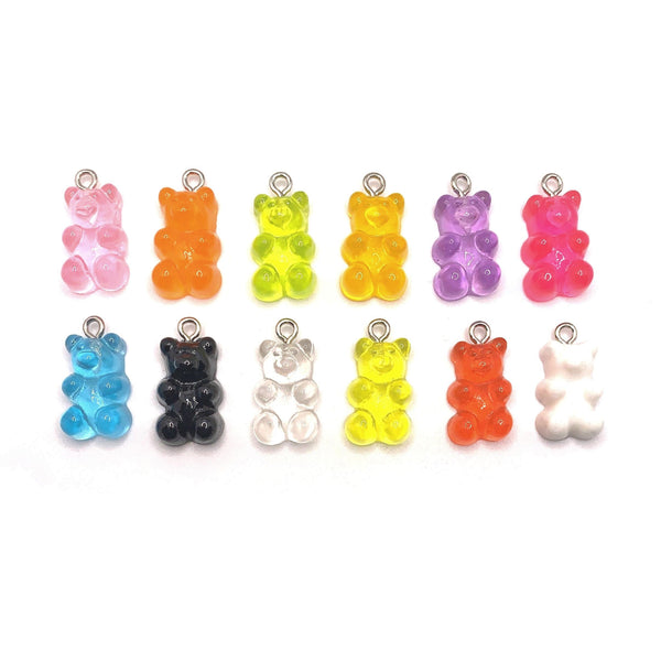 4, 20 or 50 Pieces: Mix Color Gummy Bear Resin 3D Charms with eye