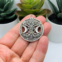Large Silver Wiccan Goddess Charms, 39x34mm