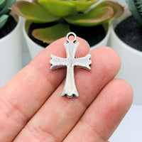 4, 20 or 50 Pieces: Cross Pendant Charms with Diamond Rhinestones