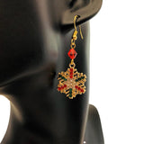 Gold Rhinestone Snowflake Christmas Earrings