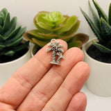 4, 20 or 50 Pieces: Silver Palm Tree Charms - Double Sided